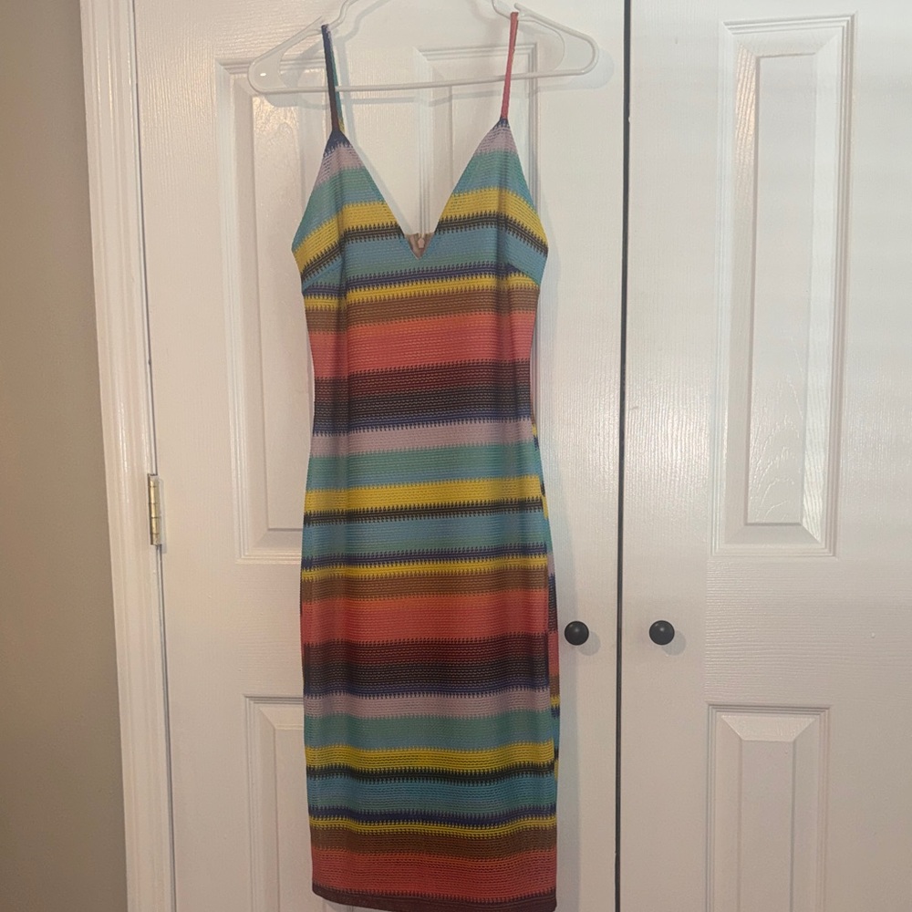 Privy Multicolor Striped Midi Dress